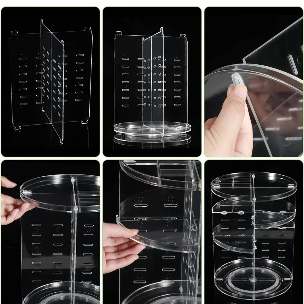 Othr Clear Acrylic 360° Rotating Makeup Organizer with Multi-Tier Compartments
